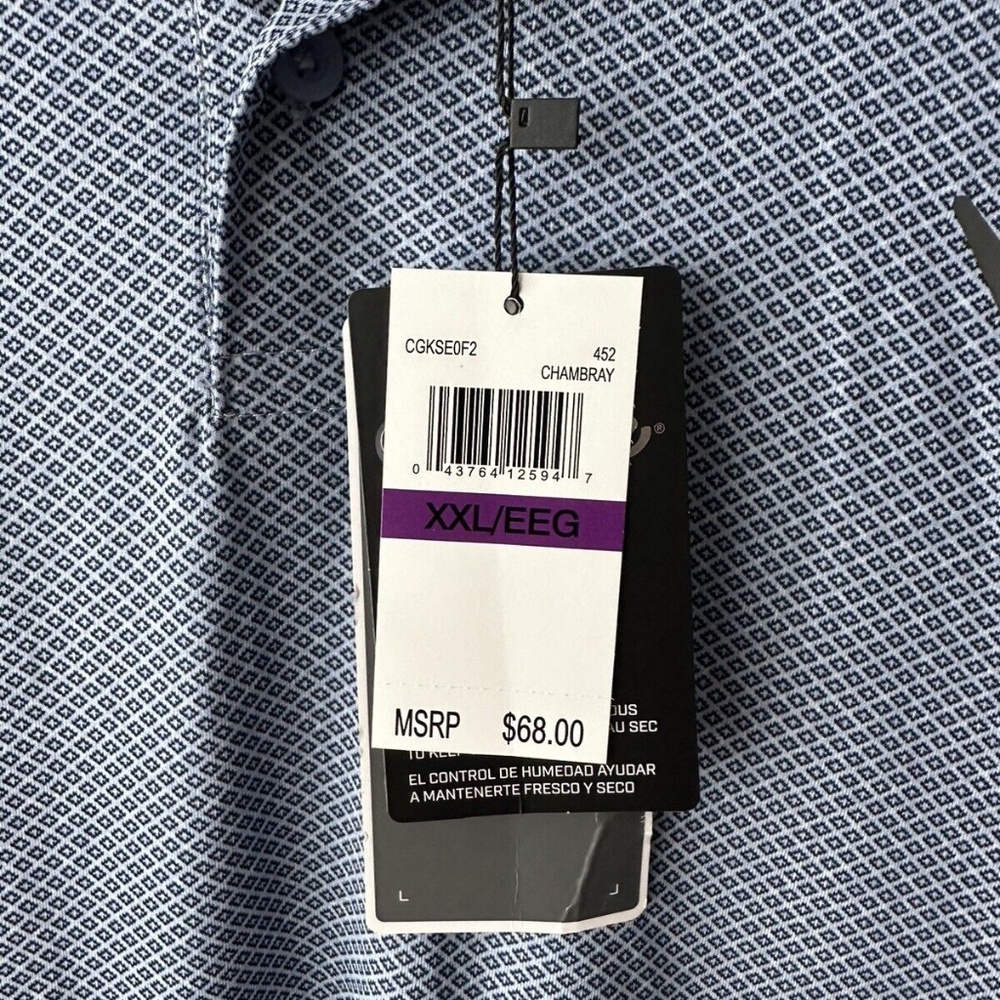 Callaway Mens Opti-Dri Allover Print Golf Short Sleeve Polo Chambray Sz XXL NWT - Picture 4 of 4